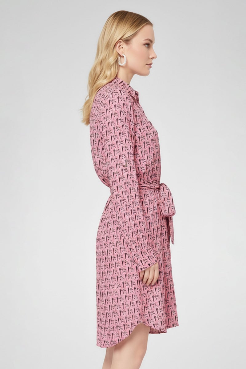 GANT فستان ميني مطبوع بالكامل للنساء، متعدد الألوان - Image 3